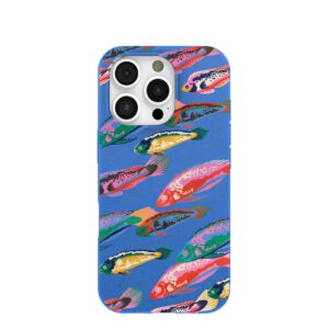 Electric Blue Fish Friends iPhone 16 Pro Case