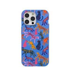 Electric Blue Jungle Cat iPhone 15 Pro Max Case