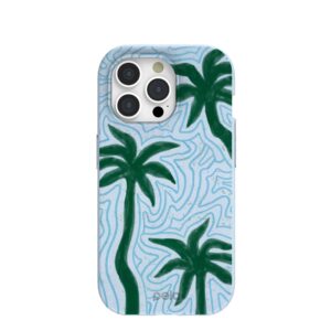 Powder Blue Palm Echo iPhone 15 Pro Case